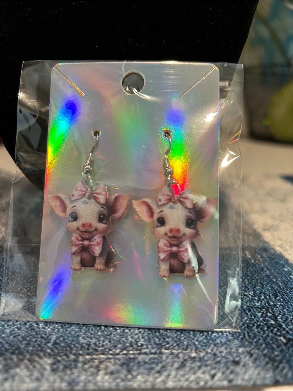 Cute Pink Piglet Dangle Earrings for Kids
